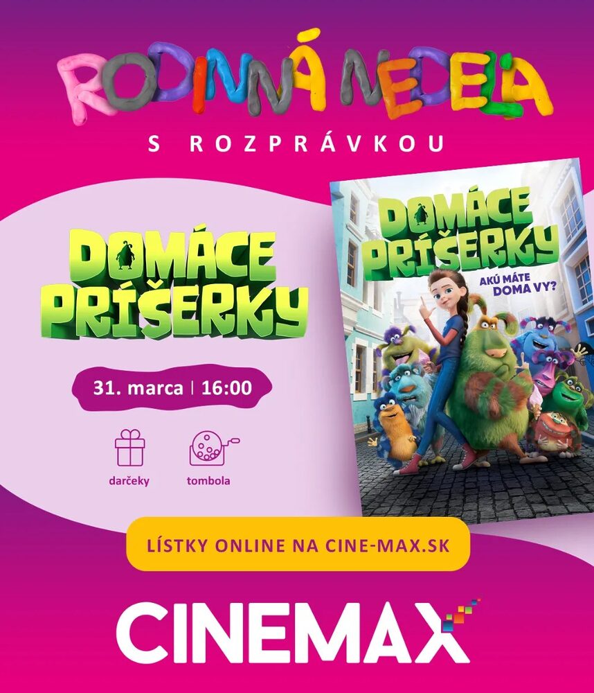 Rodinná nedeľa v kinách CINEMAX poteší deti animovaným filmom Domáce príšerky
