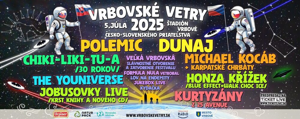 Festival Vrbovské vetry predstavuje program 19. ročníka a spúšťa predpredaj vstupeniek za uvádzaciu cenu