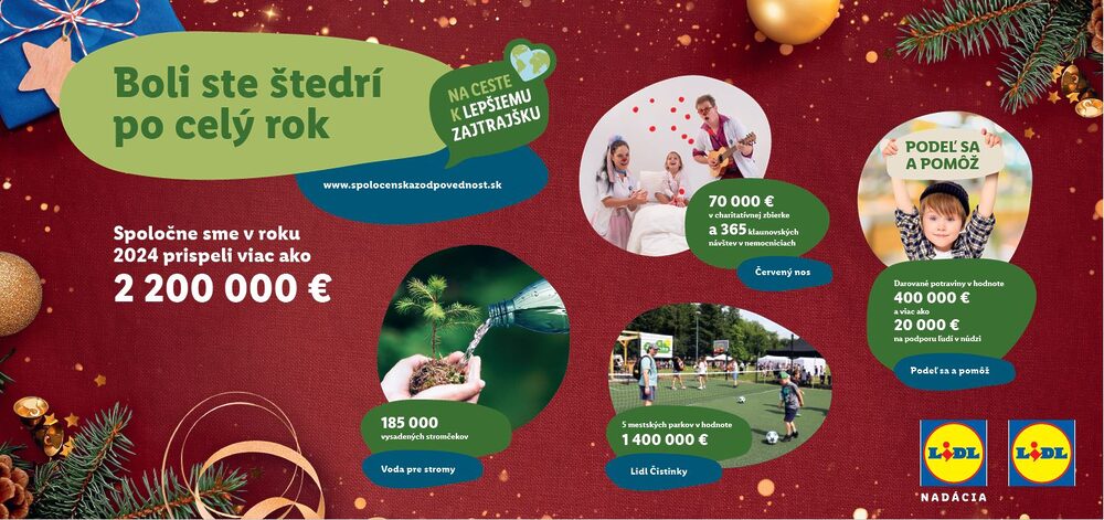 Lidl spolu so zákazníkmi robili aj v roku 2024 zo Slovenska lepšie miesto pre život 